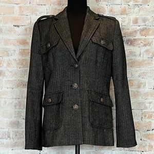 Willi Smith Grey Herringbone Single Breasted Safari Jacket